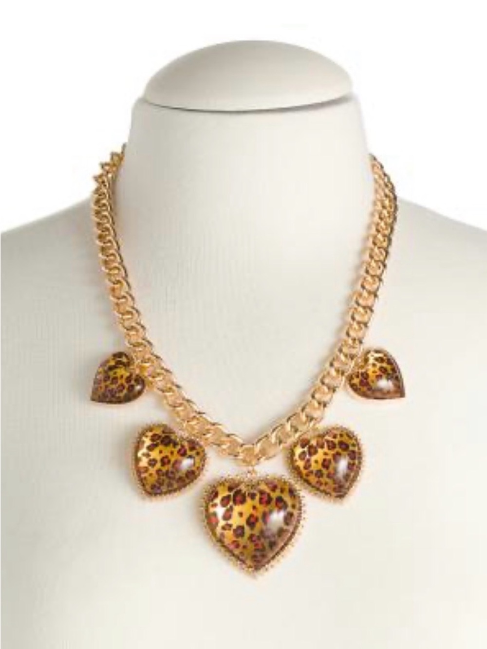 New Betsey Johnson cheetah heart charm Statement Necklace